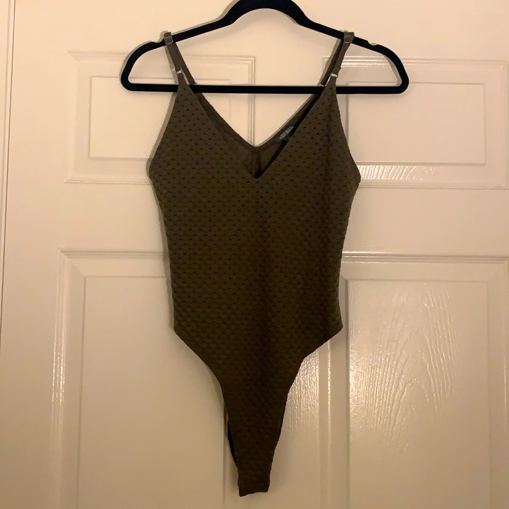 Green Spaghetti strap bodysuit